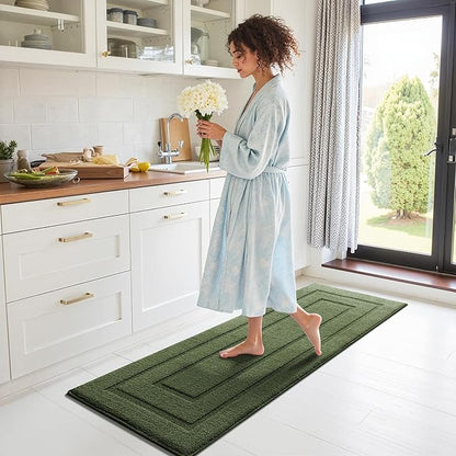 GRANNY SAYS Kitchen Mats for Floor Resist Dirt Kitchen Rugs Non Slip Washable, Large Rug Runner for Sink Laundry Thick Durable Polypropylene Comfort Standing, 59" x 19.7", Green