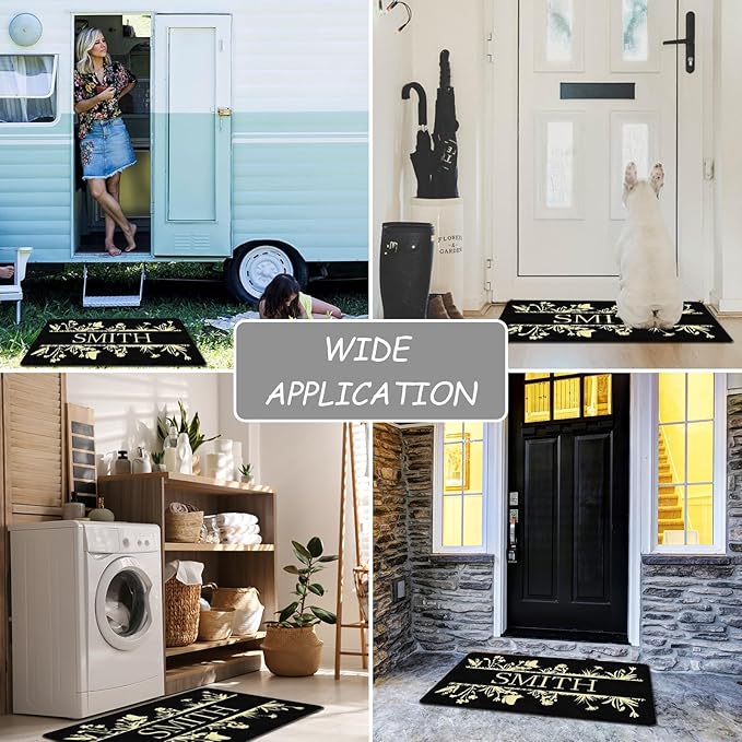 Custom Doormat with Family Name - Personalized Entryway Door Mat Front Door Mat for Outdoor Decor Entrance Mat Housewarming Gift with Anti-Slip Backing