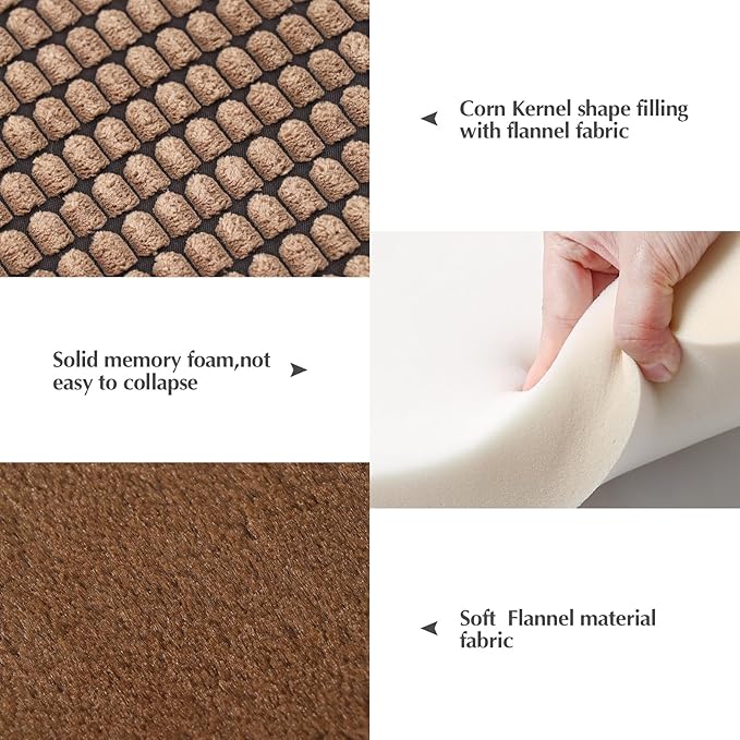 BVAGSS Dog Bed Mat,Reversible Crate Pad, Memory Foam Beds, Soft Warm Pet Cushion for Small Medium Dogs, Washable Pet Sleeping Mattress Kennel Bed Pad XH079 (42''x28''x1.6'',Brown)