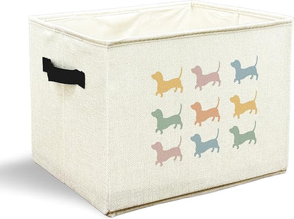 Colorful Dachshund Dog Toy Basket, Dog Home Decor, Dachshund Lovers Gifts Collapsible Pet Dogs Toy Storage Bin Box Basket Organizer, Pet Supplies for Dogs