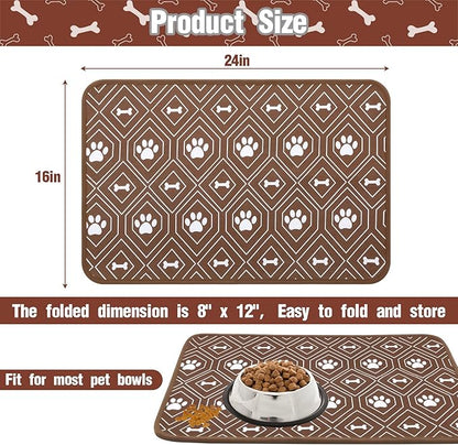 KOOLTAIL Dog Mat for Food and Water Bowls, 2 Pack Waterproof Pet Feeding Mat for Floors, Non Slip Mat for Puppy Cats