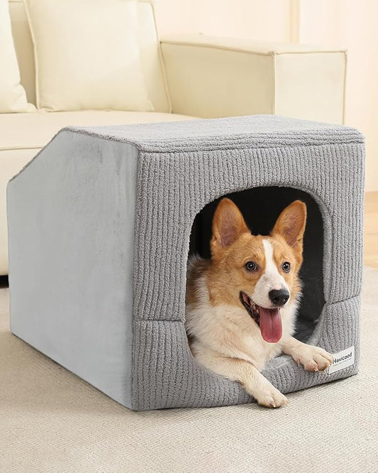 Hovicaed Indoor Dog House for Extra Large Medium Small Sized Dogs - Dog Tent with Washable Removable Cover, Pet Orthopedic Dog Cave Bed Egg-Crate Foam Cushion, Inside Dog House Large Space(L)