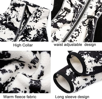 Fleece Dog Coat for Small Medium Dog,Pullover Pajamas Jumpsuit Bodysuit Puppy Coats with Legs, Pet Windproof Warm Cold Weather Jacket Full Body Vest Cozy Snowsuit Outfit Clothes (White, L)