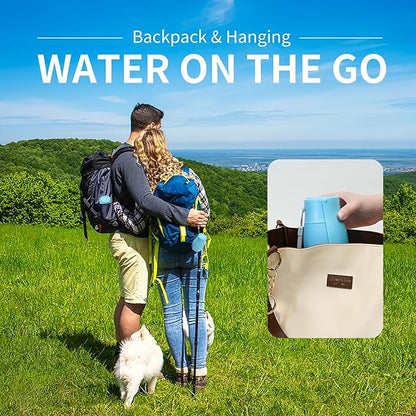 Dog Water Bottle, Travel Puppy Water Bowl, Leak Proof Portable Puppy Water Dispenser, Foldable Dog Water Bottle for for Pets Outdoor Walking, Hiking, Travel, Food Grade Plastic - 10oz Blue