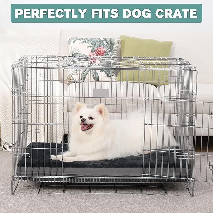 Waterproof Dog Bed Medium Small Size Dog, Outdoor Orthopedic Washable Crate Pad 29 inch, Foam Pet Bed with Removable Cover Reversible, Anti-Slip Bottom Kennel Pad, 29"x18", Dark Gray
