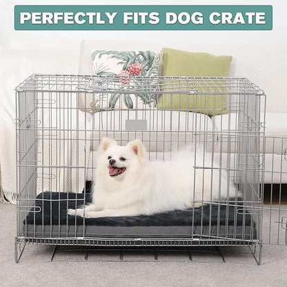 Waterproof Dog Bed Medium Small Size Dog, Outdoor Orthopedic Washable Crate Pad 29 inch, Foam Pet Bed with Removable Cover Reversible, Anti-Slip Bottom Kennel Pad, 29"x18", Dark Gray