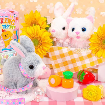 Tagitary Easter Plush Bunny Toy for Kids,Interactive Realistic Bunny with Sounds,Walking,Ears Wiggling,Twitch Mouth and Nose,Hopping Rabbit Toys Easter Basket Stuffers Birthday Gift for Toddlers