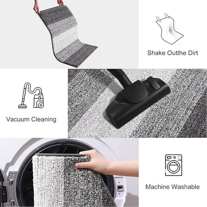 Smiry Dog Door Mat for Muddy Paws, Absorbs Moisture and Dirt, Low-Profile Entryway Mat with Non-Slip Backing, Entry Indoor Outdoor Doormat for Inside Floor (59x35 Inches, Light Grey, Striped)