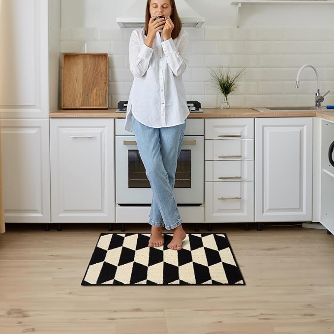 GRANNY SAYS Kitchen Mats for Floor, Kitchen Rugs Non Slip Washable, Runner Rugs for Kitchen Floor, 32" x 20", Stain Resistant Comfort Standing Mat Made of 100% Polypropylene, Black