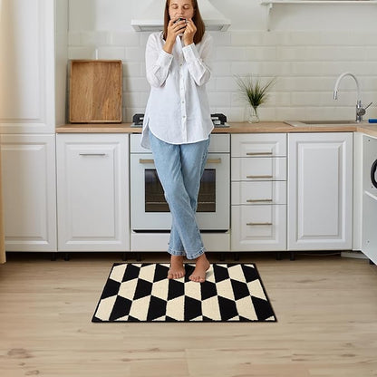 GRANNY SAYS Kitchen Mats for Floor, Kitchen Rugs Non Slip Washable, Runner Rugs for Kitchen Floor, 32" x 20", Stain Resistant Comfort Standing Mat Made of 100% Polypropylene, Black