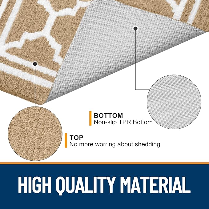 Buganda Indoor Door Mat, Dirt-Resistant and Absorbent Doormat, Anti-Slip, Low Profile Floor Mats for Inside Entryway, Front, and Back Door Entrance (32x20 Inches, Beige)