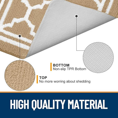 Buganda Indoor Door Mat, Dirt-Resistant and Absorbent Doormat, Anti-Slip, Low Profile Floor Mats for Inside Entryway, Front, and Back Door Entrance (32x20 Inches, Beige)