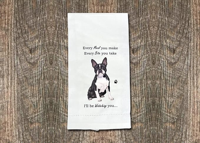 Boston Terrier Kitchen Towels - Soft, Highly Absorbent - Gifts for Pet Lovers - Reusable, Quick Drying - 100% Natural Cotton