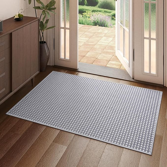 2x3 ft Indoor Door Mat Entryway Rug Non Slip Woven Washable Area Rugs Kitchen Mats for Floor, Front Entry Rug Entrance Doormat for Hall Porch Bathroom Kitchen Bedroom, Easy Clean, Gray 24"x36"