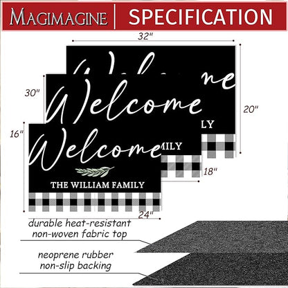 Custom Doormat with Family Name Sample Personalized Entryway Door Mat Front Door Mat for Outdoor Decor Entrance Mat Customised Rug Christmas Housewarming Gift with Anti-Slip Backing