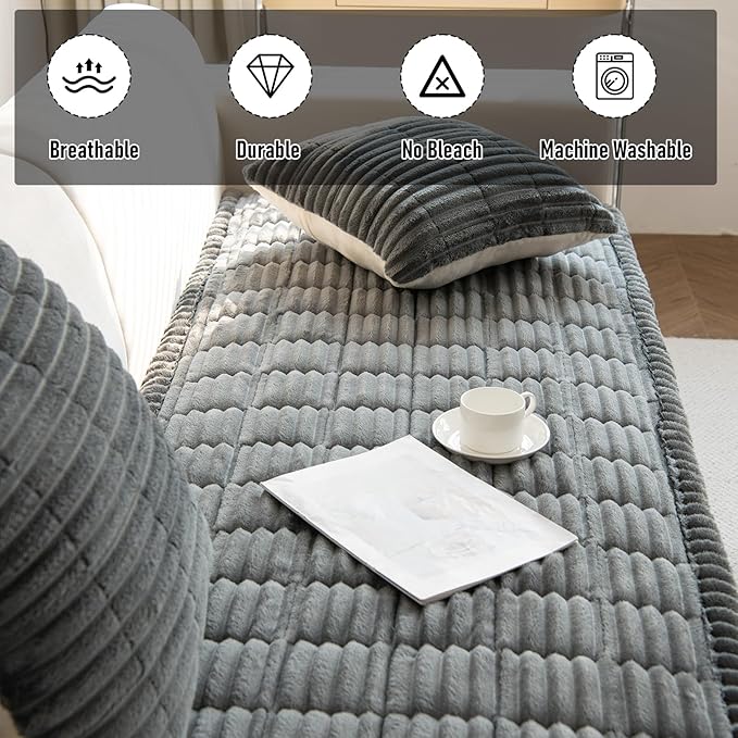 LiveGo Pet Couch Cover Dogs Washable Non-Slip Couch Protector Pet Friendly Dog Mat for Couches and Sofas (Dark Gray, 90x160 cm / 35.4x63 in)