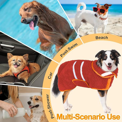 Dog Bathrobe Super Absorbent Dog Towels Large Quick Drying Robes for After Bath Soft Adjustable Warm Keeping Dogs Towel(S-XXL)