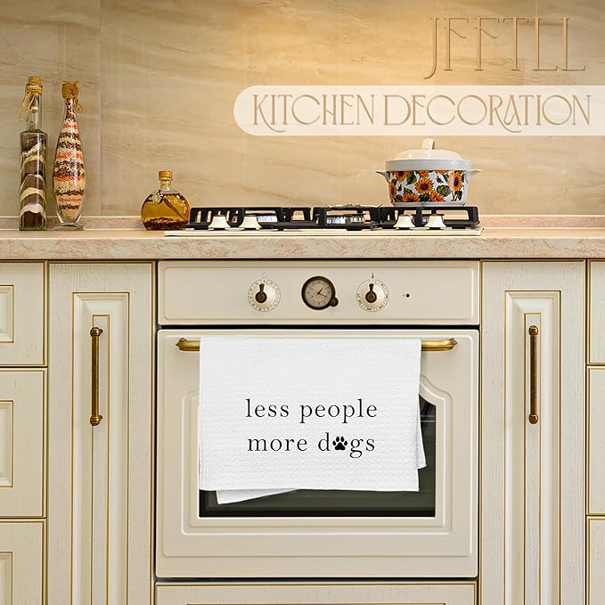 Funny Dog Kitchen Towels, Gifts for Dog Lovers, Pet Lover Gifts Dish Tea Towels for Kitchen Decor, Less People More Dogs Decorative Hand Towel for Bathroom, 16x24 Inch