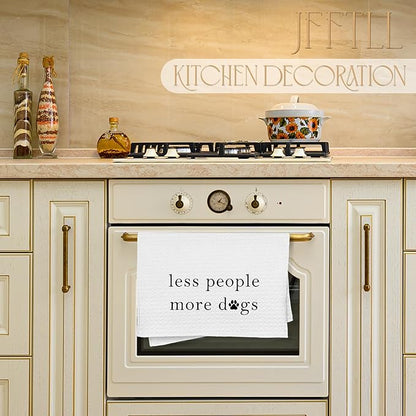 Funny Dog Kitchen Towels, Gifts for Dog Lovers, Pet Lover Gifts Dish Tea Towels for Kitchen Decor, Less People More Dogs Decorative Hand Towel for Bathroom, 16x24 Inch