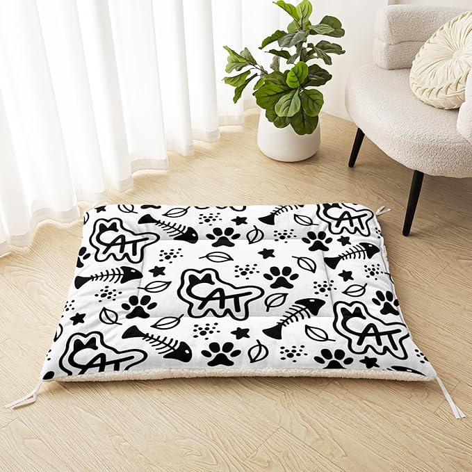 Dog Cat Bed Mat Ultra Soft Fluffy Pet Bed Washable Fashion Dog Crate Beds Comfy Comfy Pet Sleeping Pad Suitable for Pet Raised Bed(30"x26",Cat)