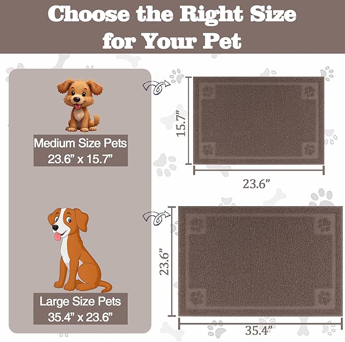 Darkyazi Pet Feeding Mat Large for Dogs and Cats,24"×16" Flexible and Easy to Clean Feeding Mat,Best for Non Slip Waterproof Feeding Mat. (Coffee)