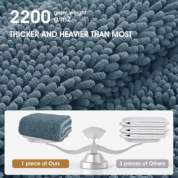 Extra Large Dog Door Mats for Muddy Paws, 60" x 36" Chenille Absorbent Mud Mat for Dogs, Non Slip Heavy Dog Rugs For Muddy Paws, Soft Indoor Door Mat for Entryway, Mud Paw, Inside Floor, Dusty Blue