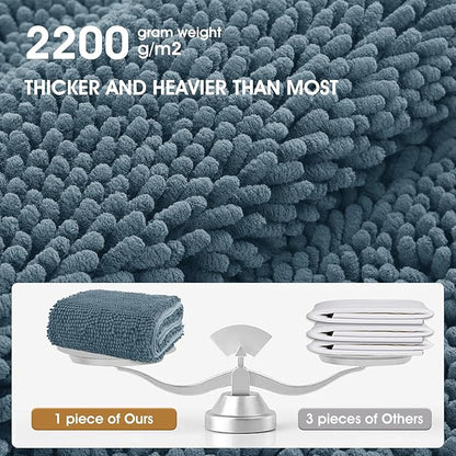 Extra Large Dog Door Mats for Muddy Paws, 60" x 36" Chenille Absorbent Mud Mat for Dogs, Non Slip Heavy Dog Rugs For Muddy Paws, Soft Indoor Door Mat for Entryway, Mud Paw, Inside Floor, Dusty Blue