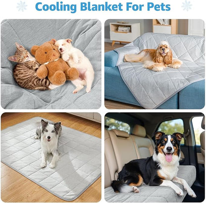 Dog Cooling Blanket, 0.4 Q-MAX Cooling Blanket For Large Dogs Washable, Cool To Touch Dog Blankets For Bed Cover, Soft Lightweight Cooling Dog Blanket Help Your Pet Sleep Well In Summer (43"×55"/Grey)