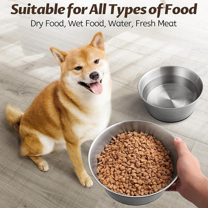 Stainless Steel Dog Bowls for Large Dogs, 64oz/8 Cups Non Slip Dog Metal Bowls, 2 Pack Food and Water Pet Bowls Heavy Duty Dishwasher Safe