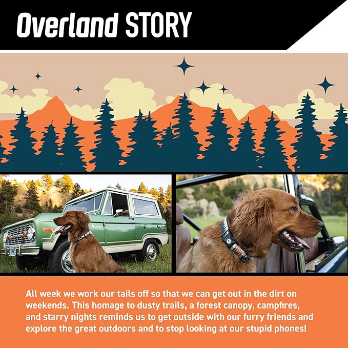 Wolfgang Heavy Duty, Adjustable Dog Collar with Quick Release Nylon Buckle for Walking & Training, Overland Print, Small