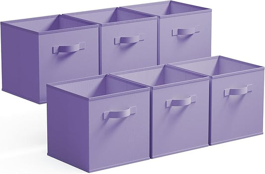 GRANNY SAYS Cube Storage Bins, 11 Inch Cube Storage Organizer, Fabric Collapsible Storage Bins, Durable Storage Cubes for Shelves, Closet, Lavender Purple, 6-Pack