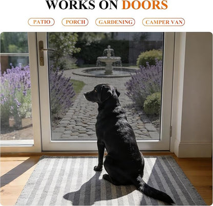 MAGZO Pet Proof Window&Door Screen Replacement Mesh, 48" W x 99" L, Best Vinyl Coated Polyester Dog Cat Resistant Heavy Duty, Net Netting Curtain Wire Roll Repair Kit for Patio/Porch/Sliding, Black
