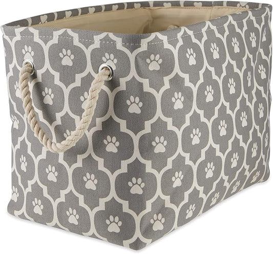 Bone Dry Pet Storage Collection Lattice Paw Print, Gray, Medium Rectangle