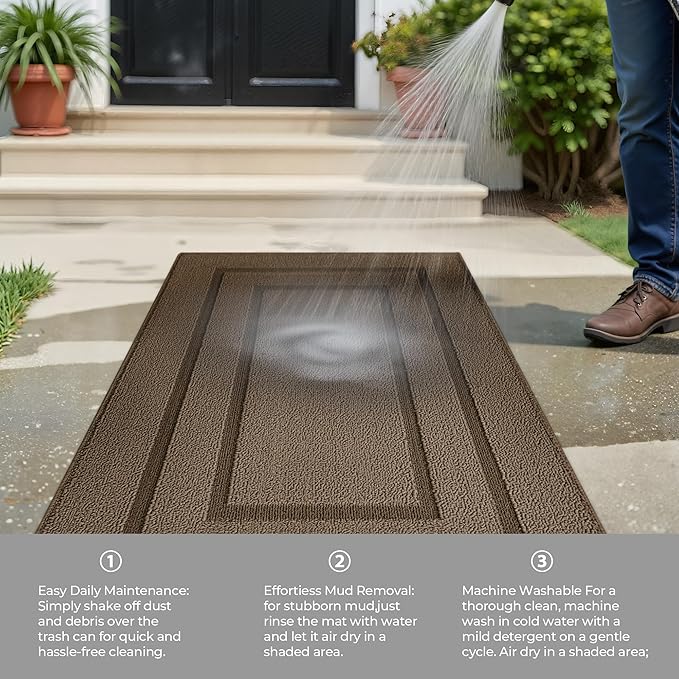 GRANNY SAYS Kitchen Mats for Floor Resist Dirt Kitchen Rugs Non Slip Washable, Large Rug Runner for Sink Laundry Thick Durable Polypropylene Comfort Standing, 59" x 19.7", Light Brown