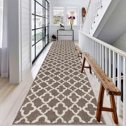 U'Artlines Extra Long Runner Rug for Hallway 2'8" x 12' Non Slip Kitchen Floor Carpet Runners Brown Geometric Pattern Machine Washable Area Rug for Entryway Bathroom