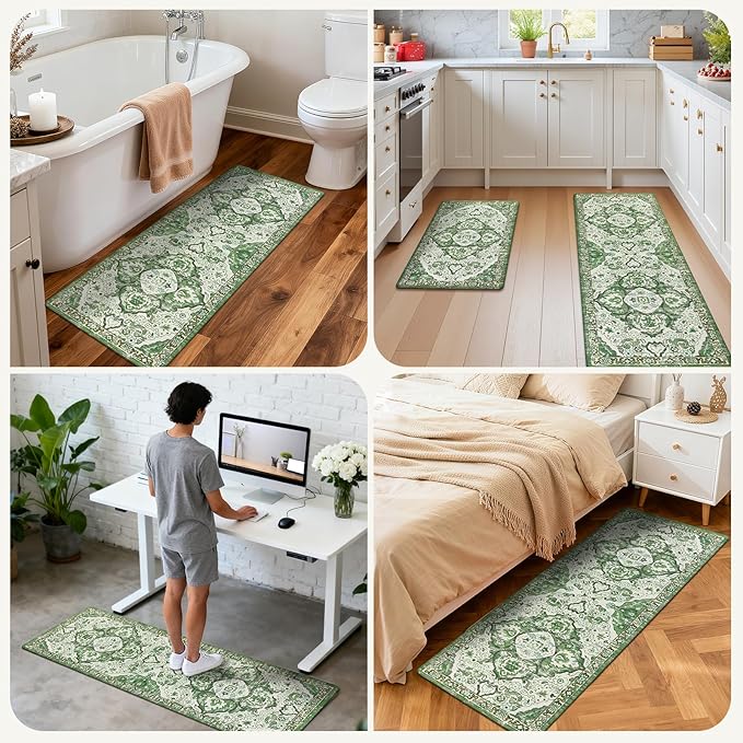 Ileading Anti Fatigue Kitchen Rugs Sets of 2 Cushioned Kitchen Mats for Floor Waterproof Kitchen Mat Set Non Slip Comfort Standing Mat for Kitchen, Office, Sink, Laundry