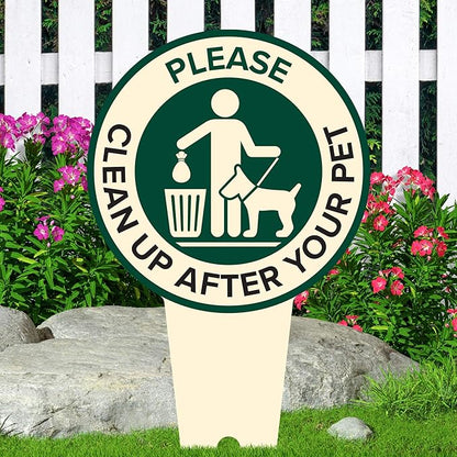Please Clean Up After Your Pet Sign 11"x21", Heavy Duty Integrated Ground Stakes, Indoor/Outdoor Use, Rust Free Aluminum Composite, Made in USA by My Sign center