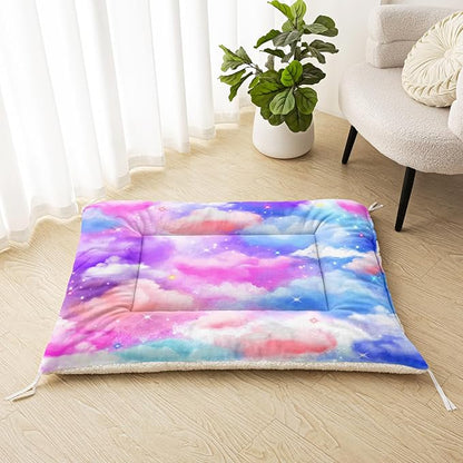 Dog Cat Bed Mat Ultra Soft Fluffy Pet Bed Washable Fashion Dog Crate Beds Comfy Comfy Pet Sleeping Pad Suitable for Pet Raised Bed(42"x32",Colorful Clouds)