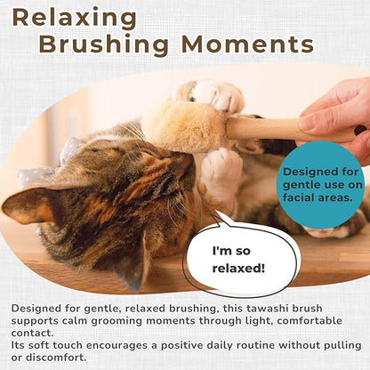 Cat Brush for Indoor Cats – Soft Gentle Natural Sisal Cat Grooming Brush & Cat Massage Brush, Collects Loose Surface Fur (Not a Heavy Deshedding Tool), Handmade in Japan (Type-A)