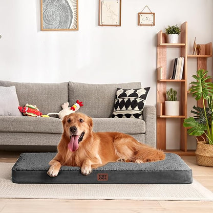 EHEYCIGA Orthopedic Dog Beds for Large Dogs with Removable Washable Cover for Crate, Grey, 35x23