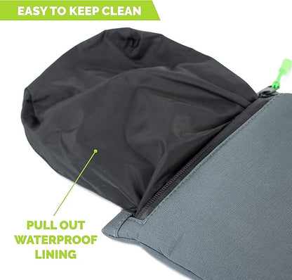 Tuff Mutt Dog Poop Bag Holder with Dispenser, Odor-Blocking Liner and Water-Resistant Fabric, Holds Full Dog Waste Bags, Adjustable Waist Belt, Includes Doggy Poop Roll