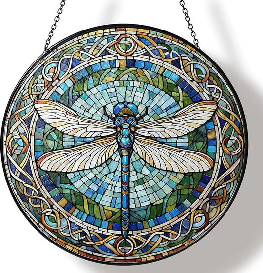 Dragonfly Stained Glass Window Hanging Sun Catcher Dragonfly Gifts for Women Wall Decor Handmade Sun Catcher Decoration for Garden Home Housewarming Gifts