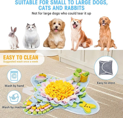 Snuffle Mat for Dogs Interactive Sniff Mat Slow Feeding and Keep Busy Snuffle Toys for Foraging Skill Development Anxiety Relief and Mental Stimulation, Machine Washable