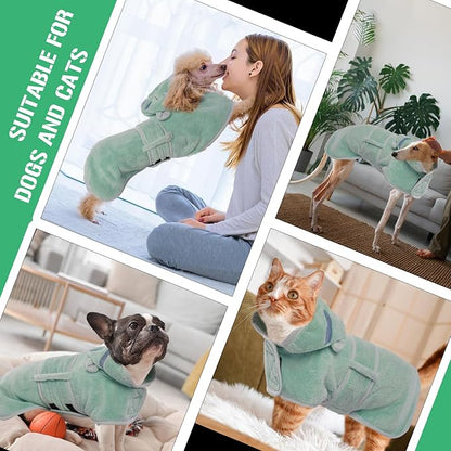 DENTRUN Dog Robes for After Bath - Super Absorbent & Fast Drying Coat with Hood, Bathrobe Beach Essentials, Bath Towels for Drying Dogs Large, Bath/Beach/Swimming Quick Dry Towel Robe