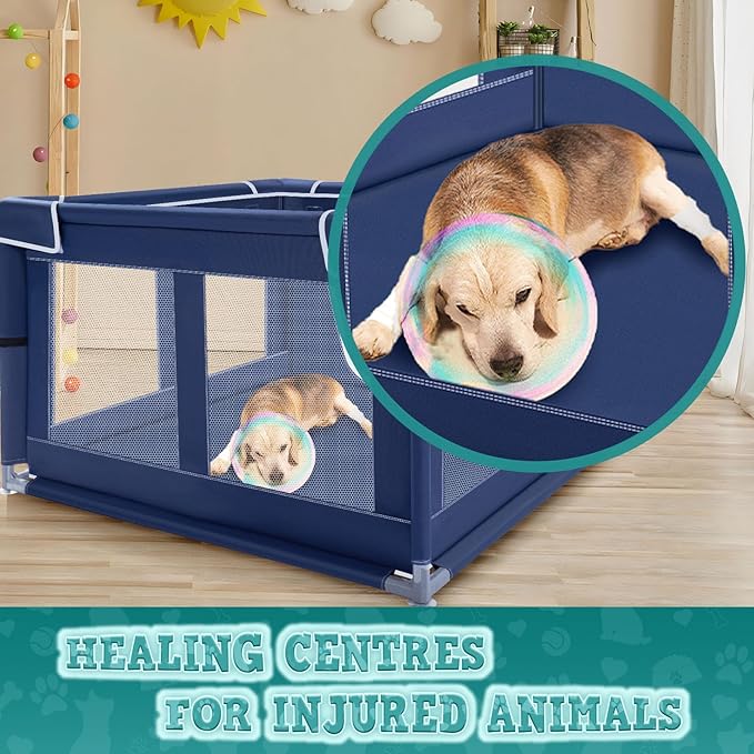 42x42 Inches Puppy Playpen with Gate, Dog Playpen for Puppies or Small Dogs, DogFence Pet Playpen for Indoor & Outdoor, Sturdy Safety DogPen with Thickened Fabric, High-Strength Nylon Wire Mesh