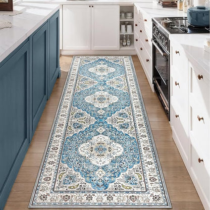 Ciicool Washable Runners Area Rug for Hallways, Ultra Soft 2'6 "x8' ft Boho Print Non-Slip Vintage Oriental Medallion Long Carpet for Kitchen Bedroom Laundry Bathroom