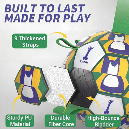 Interactive Dog Ball Toys, 2026 Dog Soccer Ball with Thicken Straps for Small Medium Breeds Tug of War, Small Herding Balls with Pump for Puppy Dogs Outdoor Play Training (Green, 6 Inch)