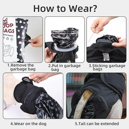 Wearable Automatic Dog Poop Collection Pants, Dog Poop Collector with Replaceable Dog Poop Bags for Old Dog Puppy Outdoor Use (XL)