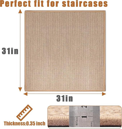 Stair Landing Rug for Wooden Steps, Stair Mats Non Slip Indoor with Self-Adhesive Stair Treads Landing Mat for Kids Elders and Pets(1Pcs, Beige, 31" * 31")