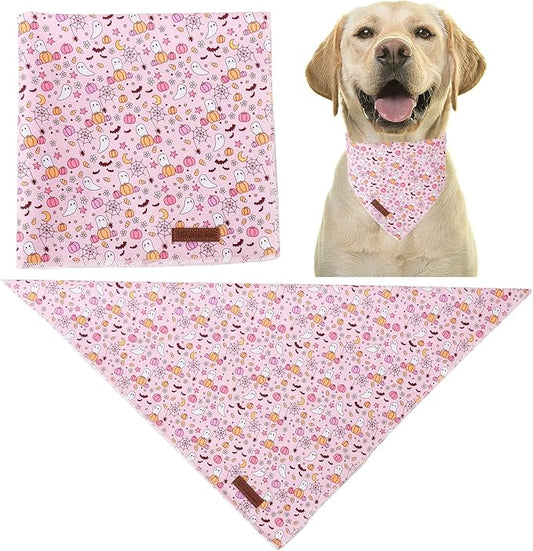 Halloween Pumpkin Dog Bandana, Halloween Triangle Bid Scarf with Pumpkin,Ghost,Bat Pattern, Cotton Pet Kerchief for Girl Boy Dogs or Cats, Cute Puppy Bandana Fancy for Dogs